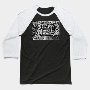 Black and White TV Explosion Baseball T-Shirt